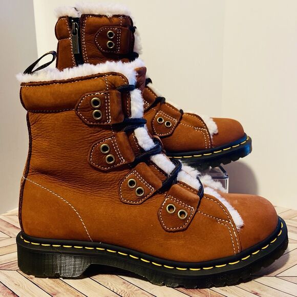 Dr Martens 1460 Lace to Toe Fur Lined Buttersoft Lace Up Womens 10 Boot Brown - Picture 2 of 8